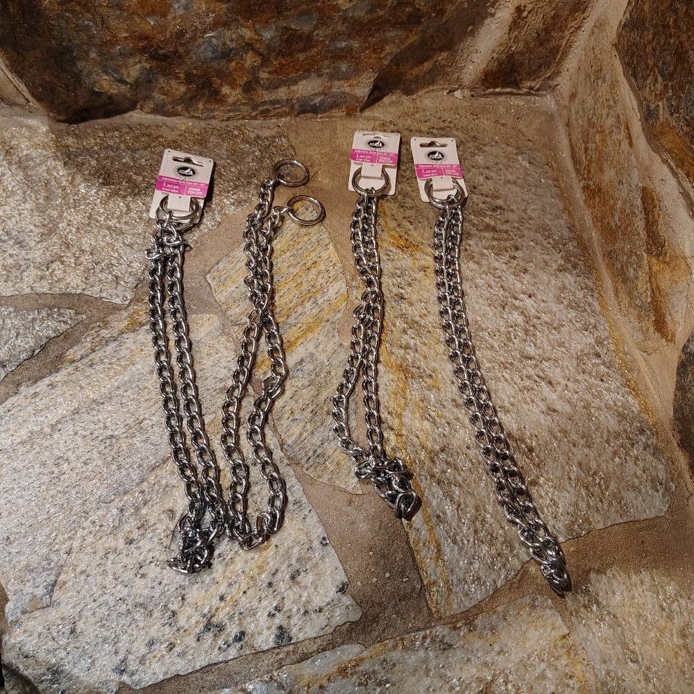 Pet Champion Dog Metal Chain Collar Large 3mm Neck Size 20"  - 26" Lot of 4